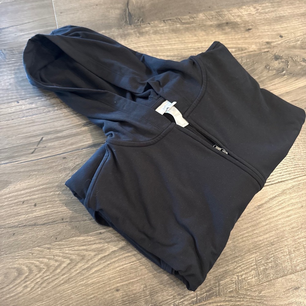 J. Jill Fit Black Hooded Zip Front Poncho Wrap Activewear XS/S RN 97641